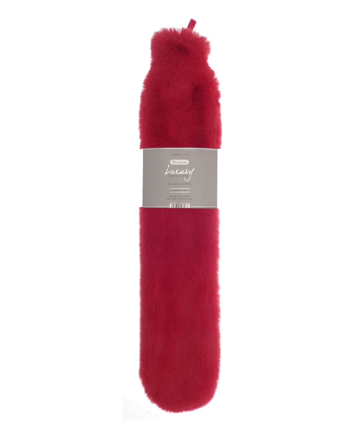 Ribbon Super luxury faux fur long hot water bottle and cover RI022 - Scarlet Red One size - Customisable Hot Water Bottles & Covers
