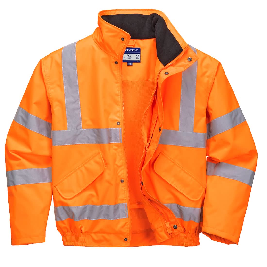 Portwest Hi Vis Breathable Rain Bomber Jacket RT62 - Orange - Customisable Jacket