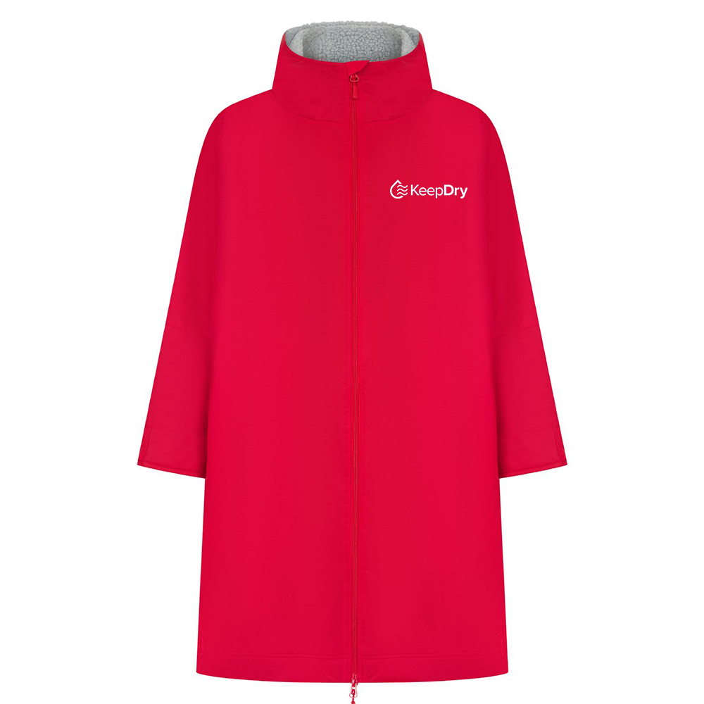 KeepDry All Weather Dry Robe Adults - Red Large - Extra Large - Customisable Jacket