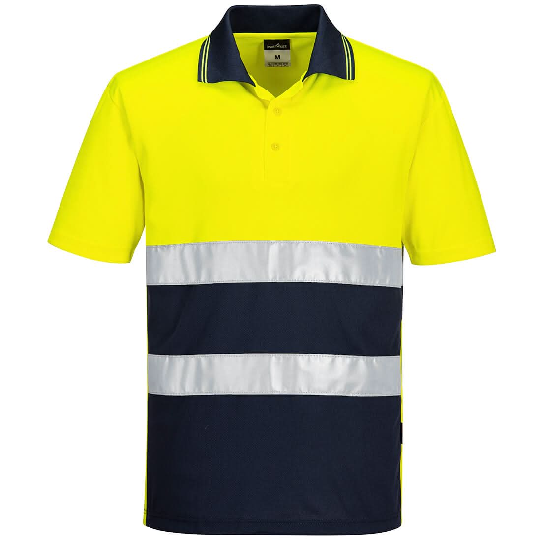 Portwest Hi Vis Lightweight Contrast Polo Shirt SS S175 - Yellow Navy - Customisable Hi-Vis Polos