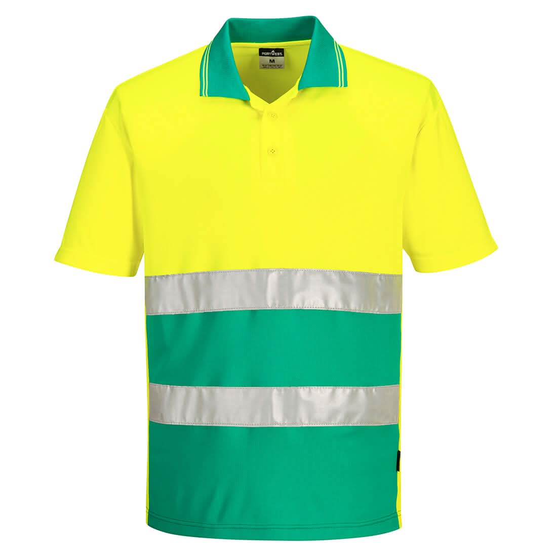 Portwest Hi Vis Lightweight Contrast Polo Shirt SS S175 - Yellow Teal - Customisable Hi-Vis Polos