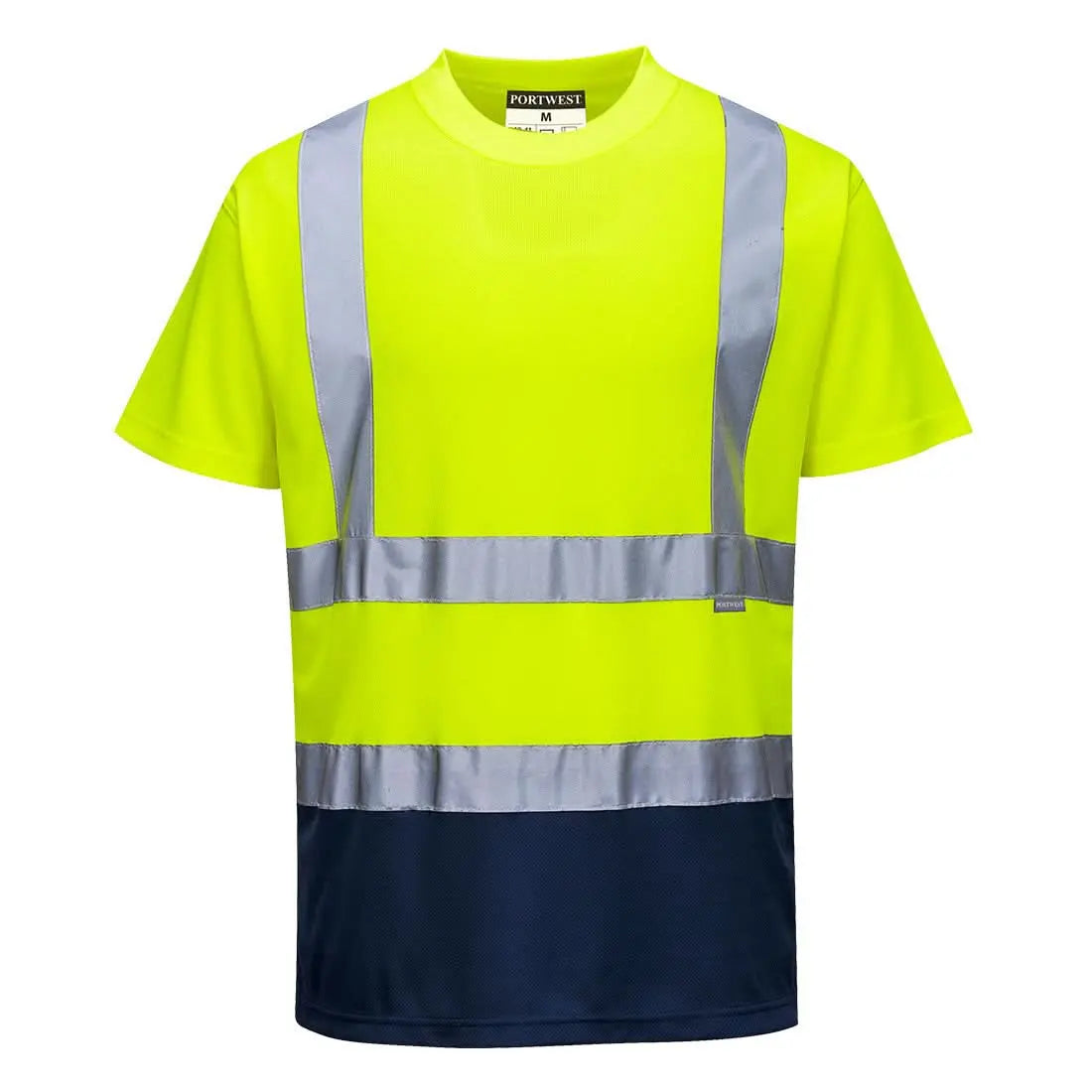 Hi Vis Contrast T Shirt S/S S378 - Yellow Navy - Customisable T-Shirt