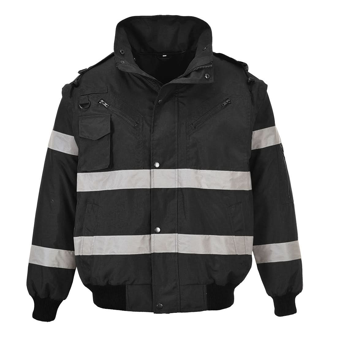 Portwest Iona 4 In 1 Bomber Jacket S435 - Black - Customisable Jacket
