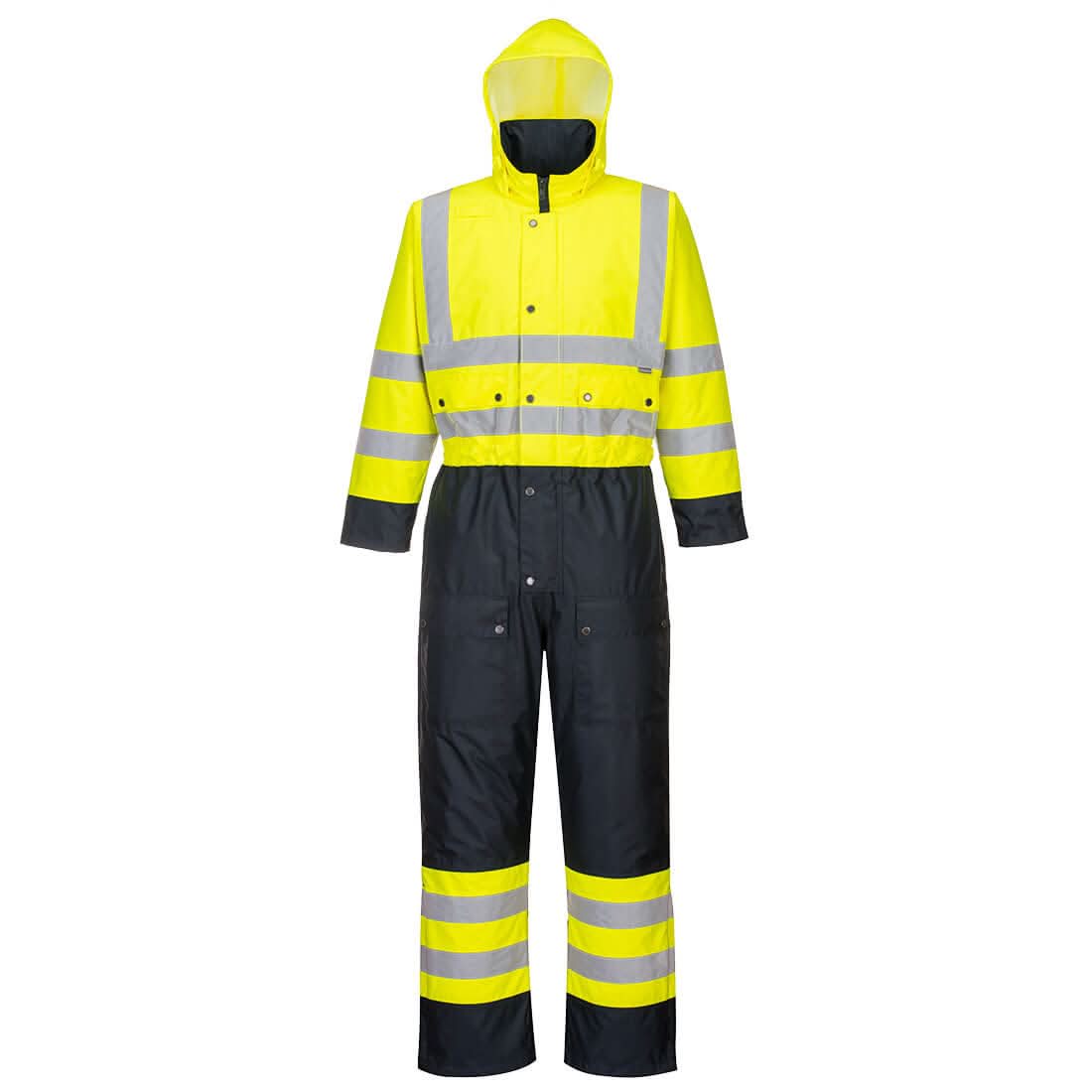 Portwest Hi Vis Contrast Winter Coverall S485 - Yellow Navy - Customisable HV Coverall