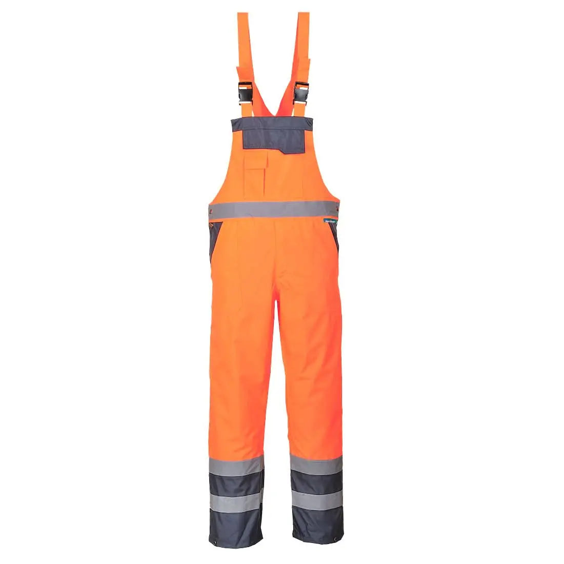 Hi Vis Breathable Contrast Rain Bib And Brace S488 - Orange Navy - Customisable Bib & Braces