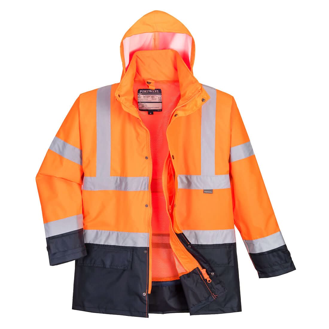 Portwest Hi Vis 5 In 1 Contrast Executive Jacket S768 - Orange Navy - Customisable Jackets