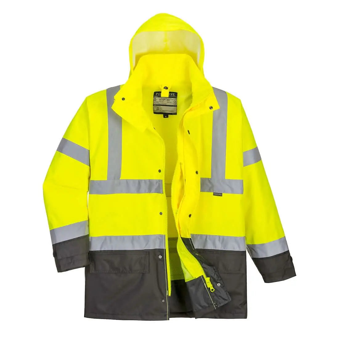 Hi Vis 5 In 1 Contrast Executive Jacket S768 - Yellow Grey - Customisable Multi-Way Jackets