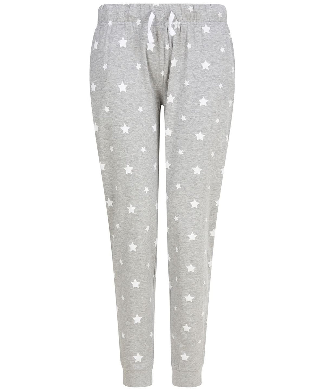 SF Womens cuffed lounge pants SK085 - Heather Grey White Stars - Customisable Loungewear Bottoms