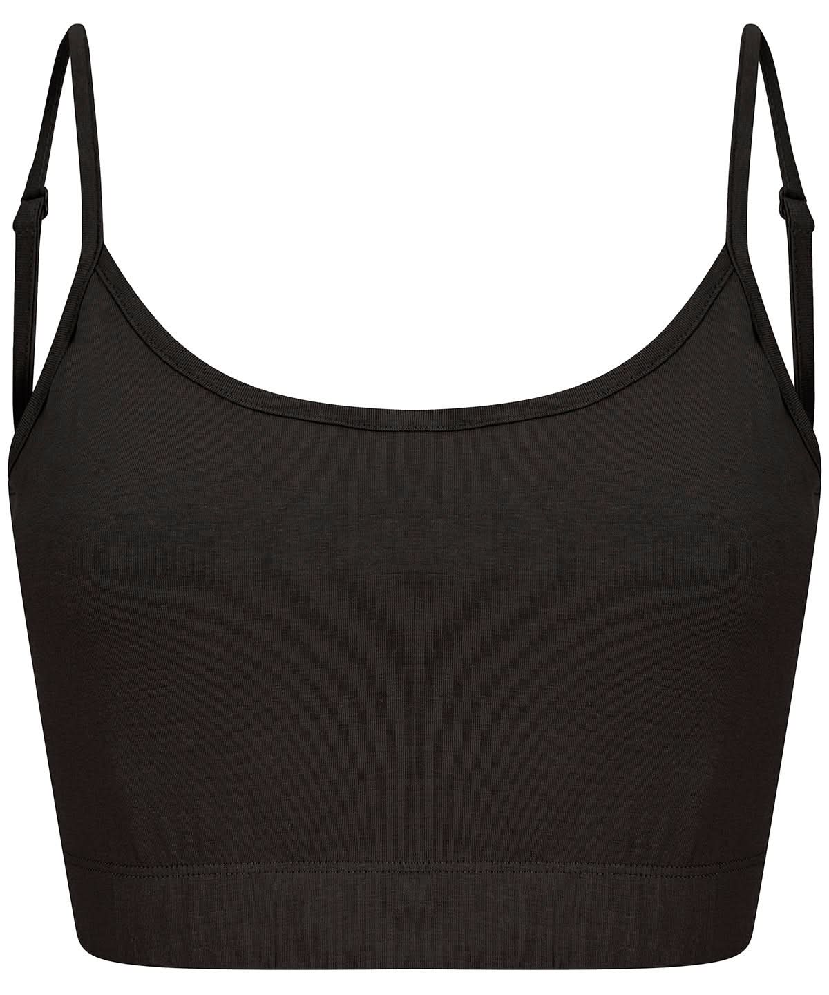 SF Womens sustainable fashion cropped cami top with adjustable straps SK230 - Black - Customisable T-Shirts