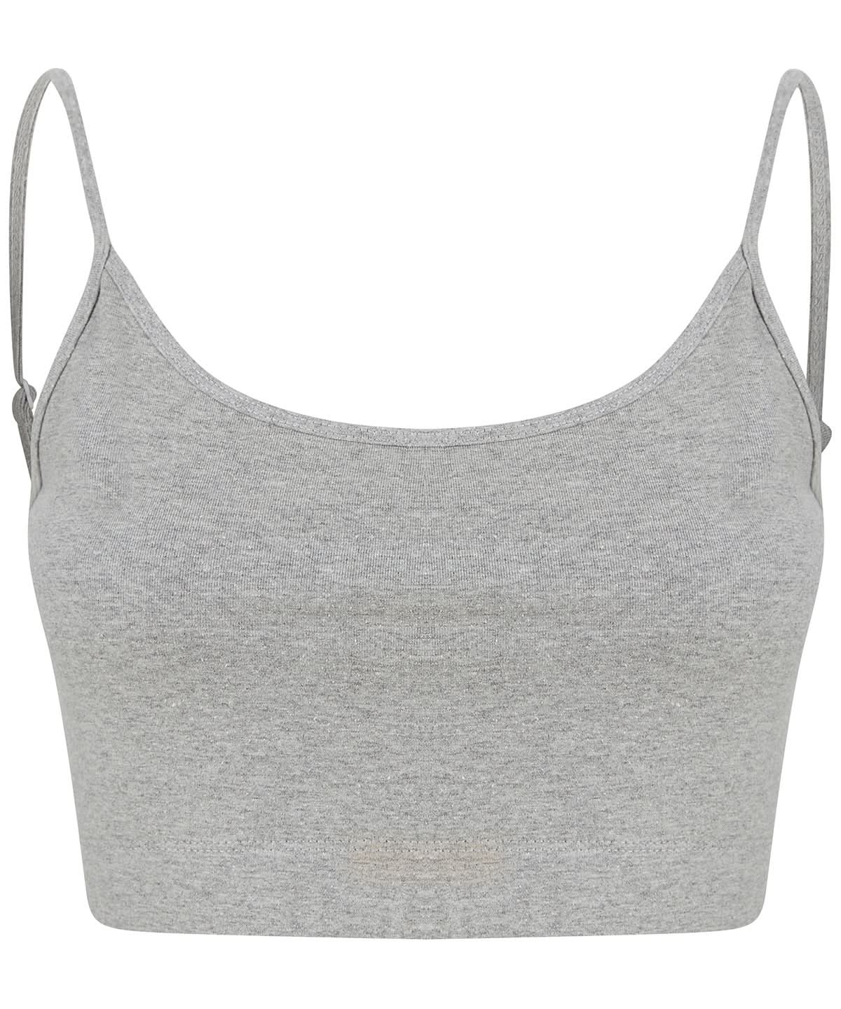 SF Womens sustainable fashion cropped cami top with adjustable straps SK230 - Heather Grey - Customisable T-Shirts