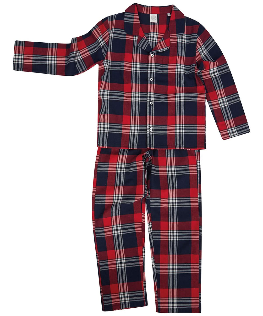 SF Kids tartan lounge set SM074 - Red Navy Check - Customisable Pyjamas