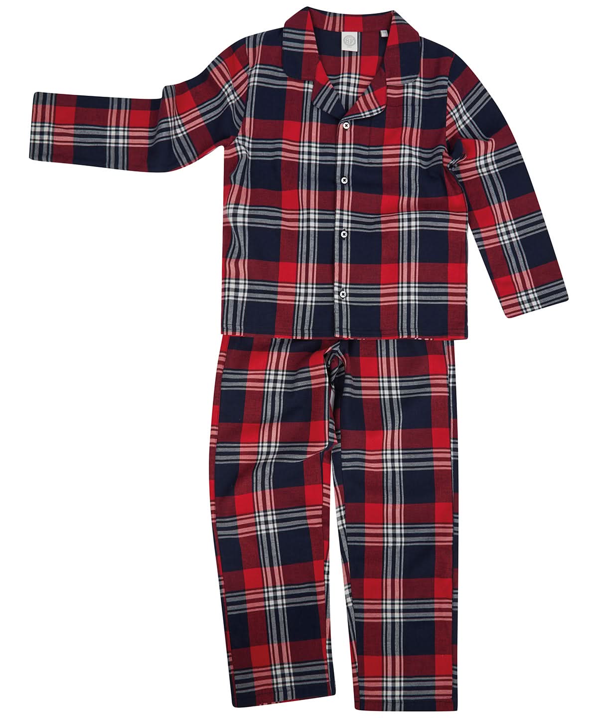SF Kids tartan lounge set SM074 - Red Navy Check - Customisable Pyjamas