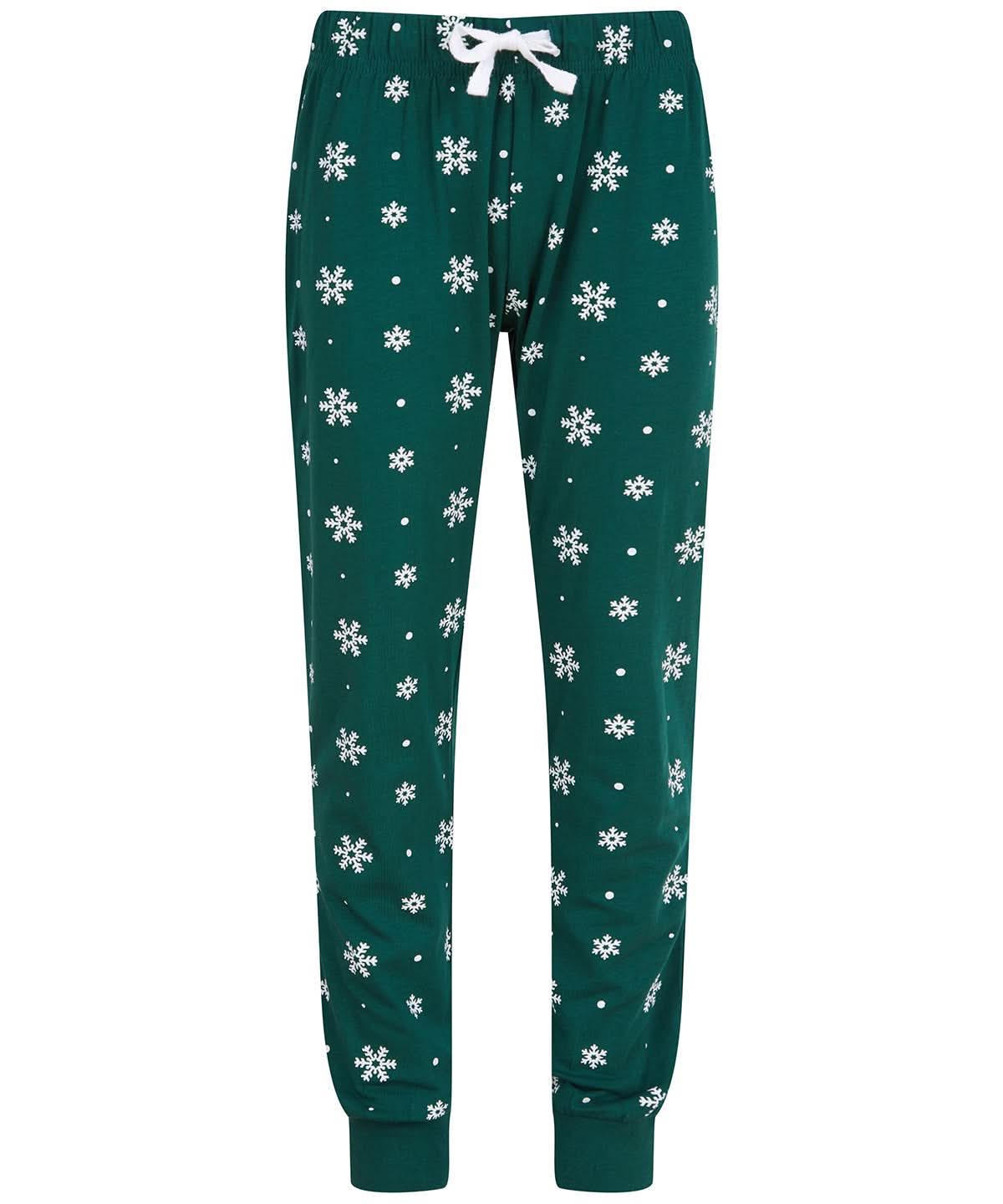 SF Kids cuffed lounge pants SM085 - Bottle White Snowflakes - Customisable Loungewear Bottoms
