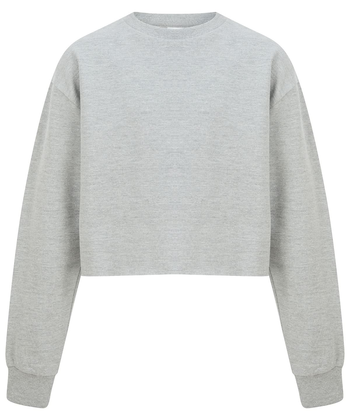 SF Kids cropped slounge sweat SM515 - Heather Grey - Customisable Sweatshirts