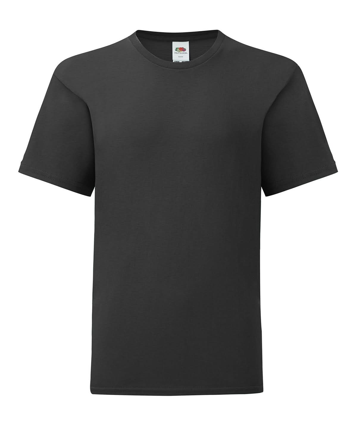 Fruit of the Loom Kids iconic 150 T Black SS023 - Black - Customisable T-Shirts