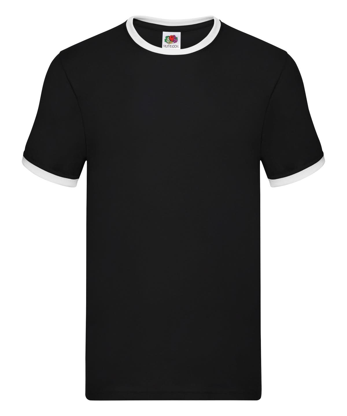 Fruit of the Loom Fruit Of The Loom Ringer T SS168 - Black White - Customisable T-Shirts