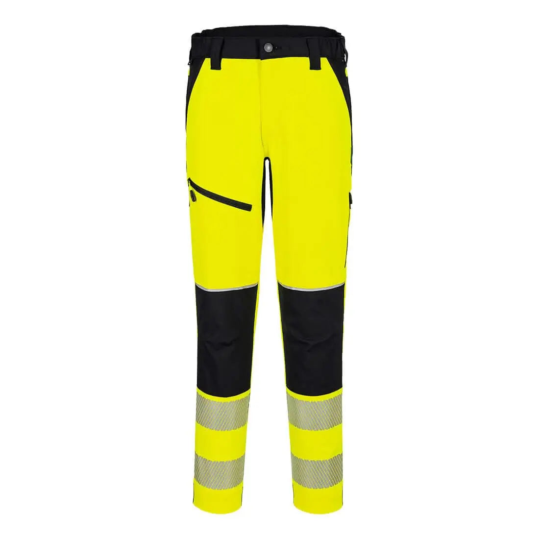 Pw3 Hi Vis Stretch Trouser T140 - Yellow Black - Customisable Work Trousers