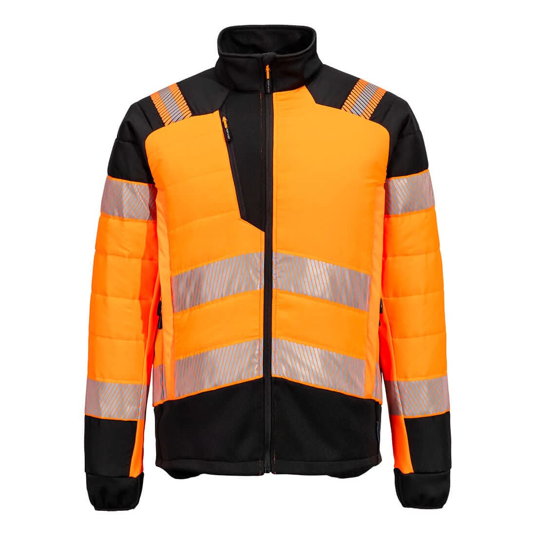Portwest Pw3 Hi Vis Hybrid Baffle Jacket T170 - Orange Black - Customisable Jackets