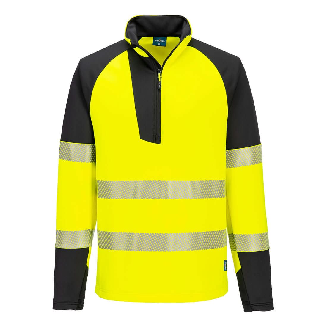 Portwest Pw3 Hi Vis 14 Zip Sweatshirt T172 - Yellow Black - Customisable Hi-Vis Sweatshirt