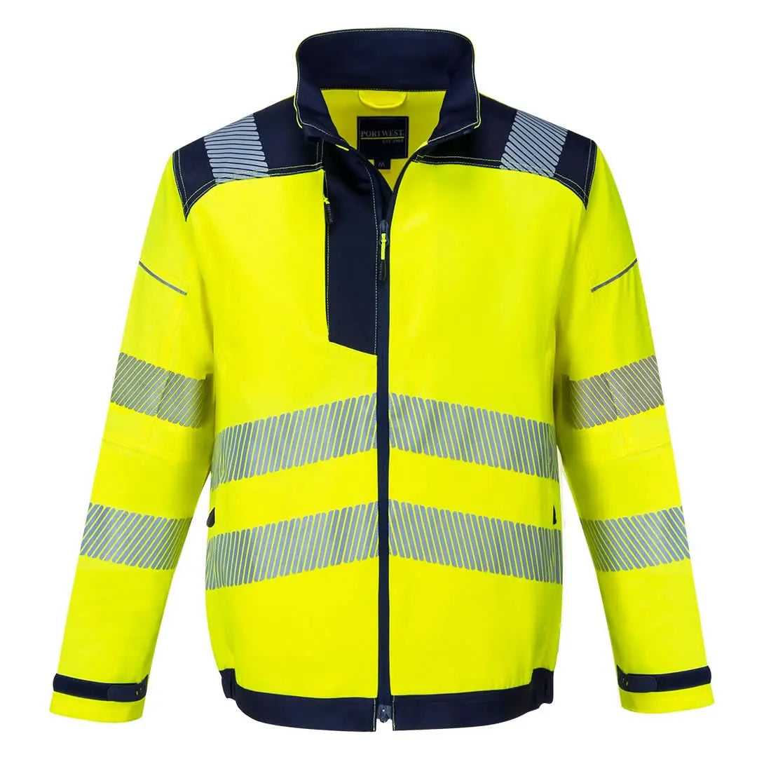 Pw3 Hi Vis Work Jacket T500 - Yellow Navy - Customisable Work Jackets