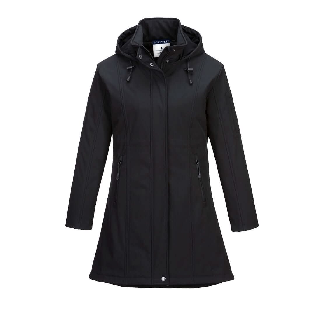 Portwest Carla WomenS Hooded Softshell Jacket 3L TK42 - Black - Customisable Softshell Jacket
