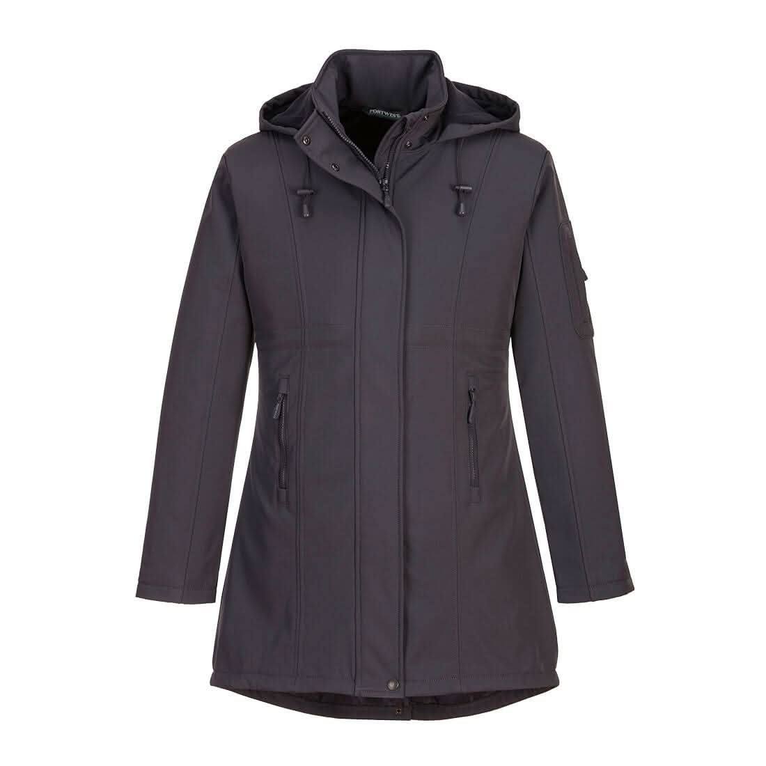 Portwest Carla WomenS Hooded Softshell Jacket 3L TK42 - Charcoal Grey - Customisable Softshell Jacket