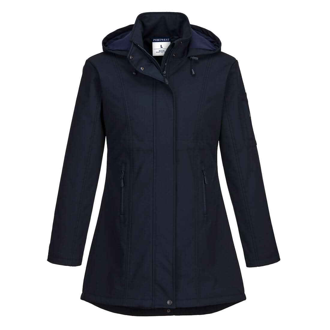 Portwest Carla WomenS Hooded Softshell Jacket 3L TK42 - Navy - Customisable Softshell Jacket