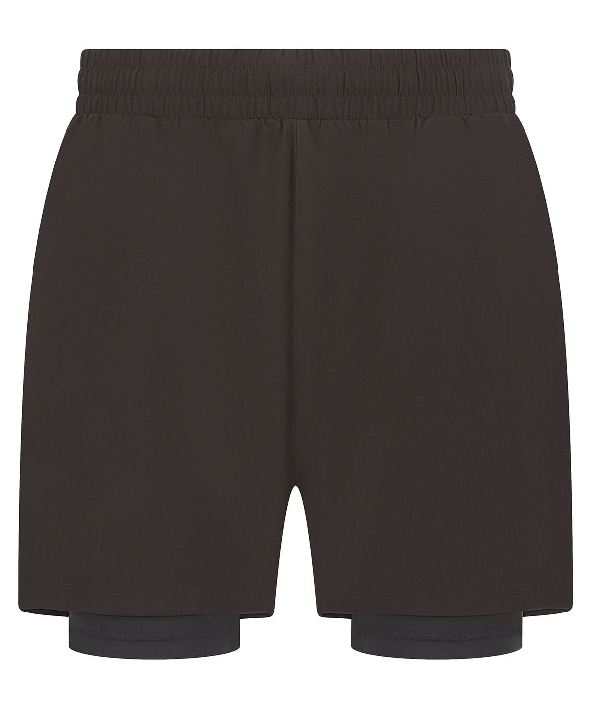 Tombo Double Layer Sports Shorts TL615 - Black Black - Customisable Shorts