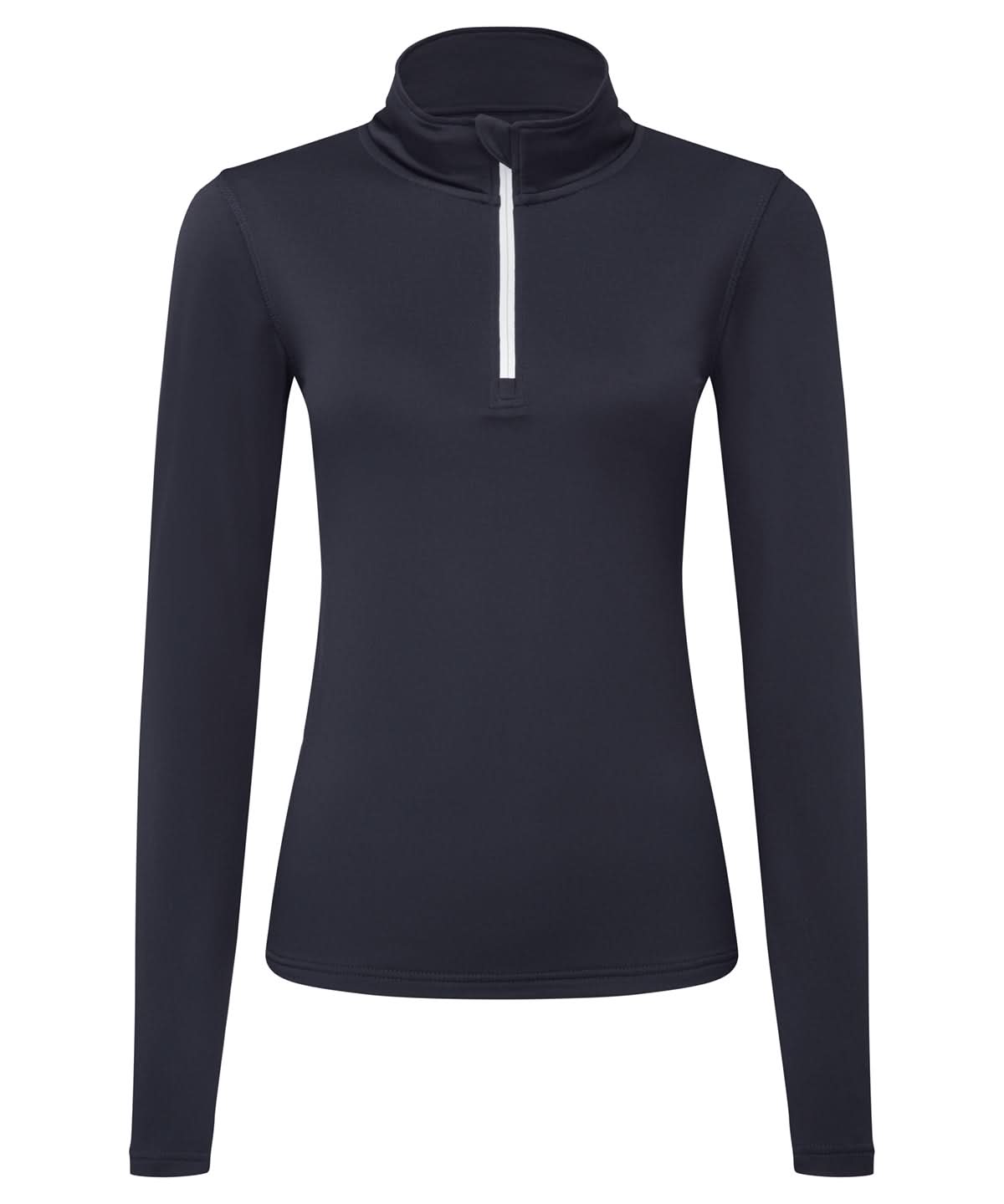 TriDri Tridri WomenS Recycled Long Sleeve Brushed Back Zip Top TR121 - French Navy White - Customisable Sports Overtops