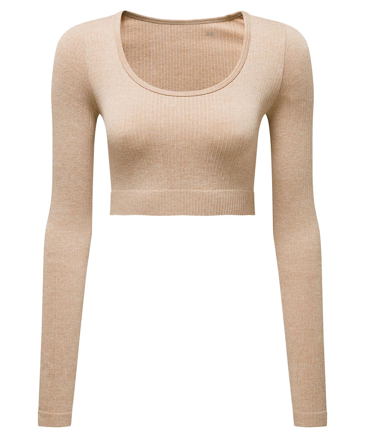 TriDri Tridri Women Ribbed SeamleShort Sleeve 3D Fit Crop Top TR224 - Nude Melange - Customisable T-Shirts