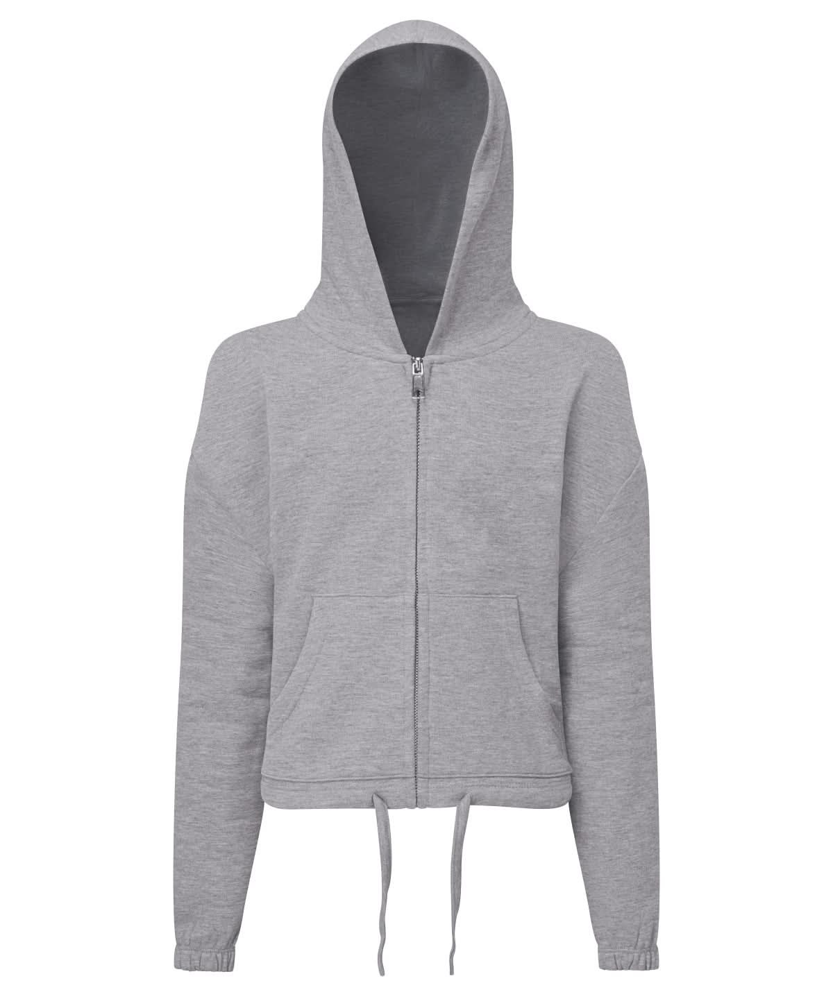 TriDri Tridri Kids Recycled Cropped Oversize Full Zip Hoodie TR61B - Heather Grey - Customisable Hoodies