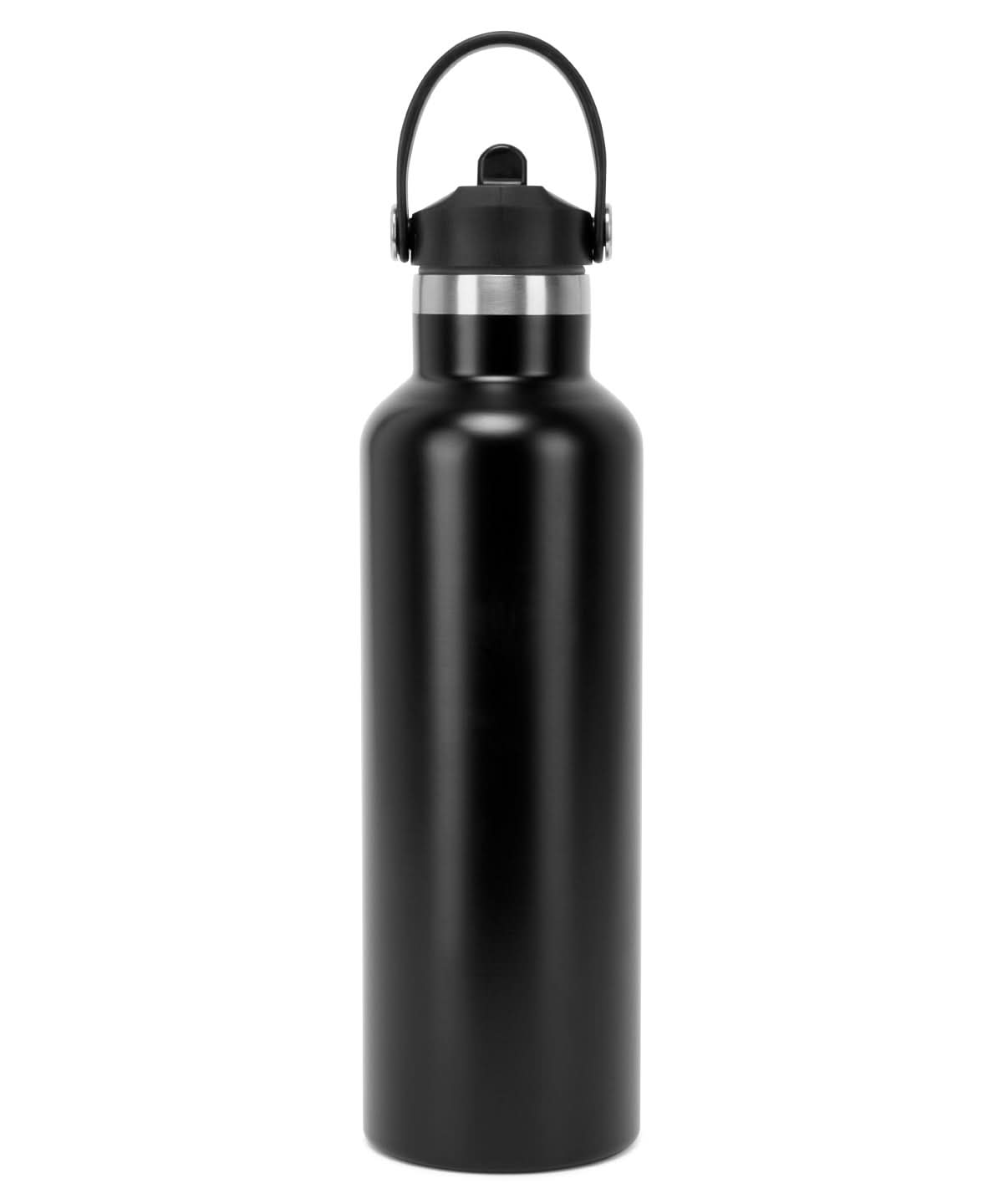 TriDri Tridri Vacuum Sports Water Bottle With Flip Up Straw TR700 - Black One size - Customisable Bottles