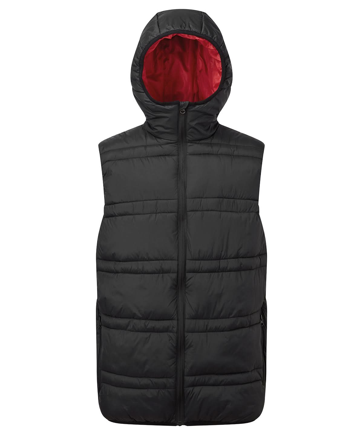 2786 Latitude hooded bodywarmer TS039 - Black Red - Customisable Gilets & Body Warmers