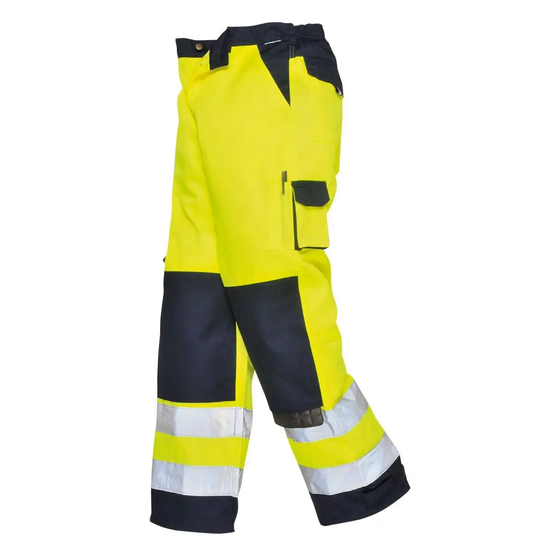 Lyon Hi Vis Contrast Work Trousers Tx51 - Yellow Navy - Customisable Work Trousers