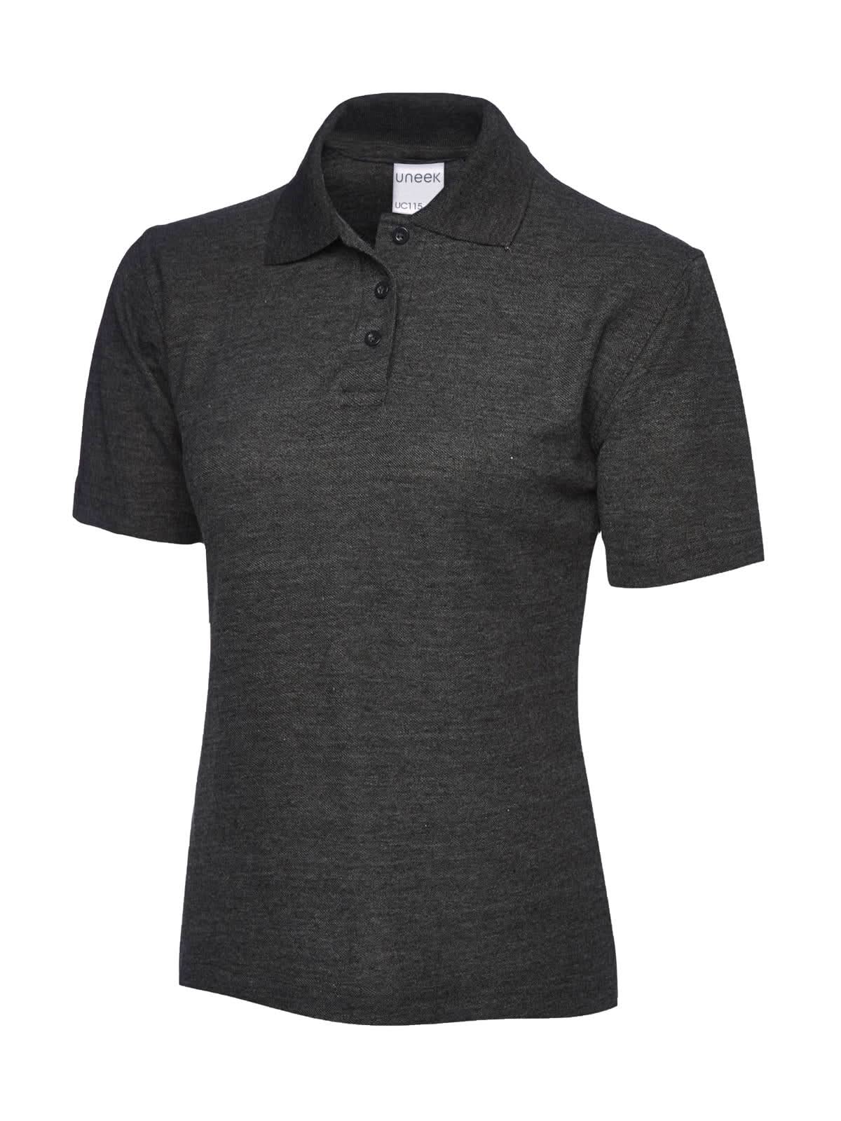 Uneek Ladies Active Cotton Poloshirt UC115 - Charcoal - Customisable Polos