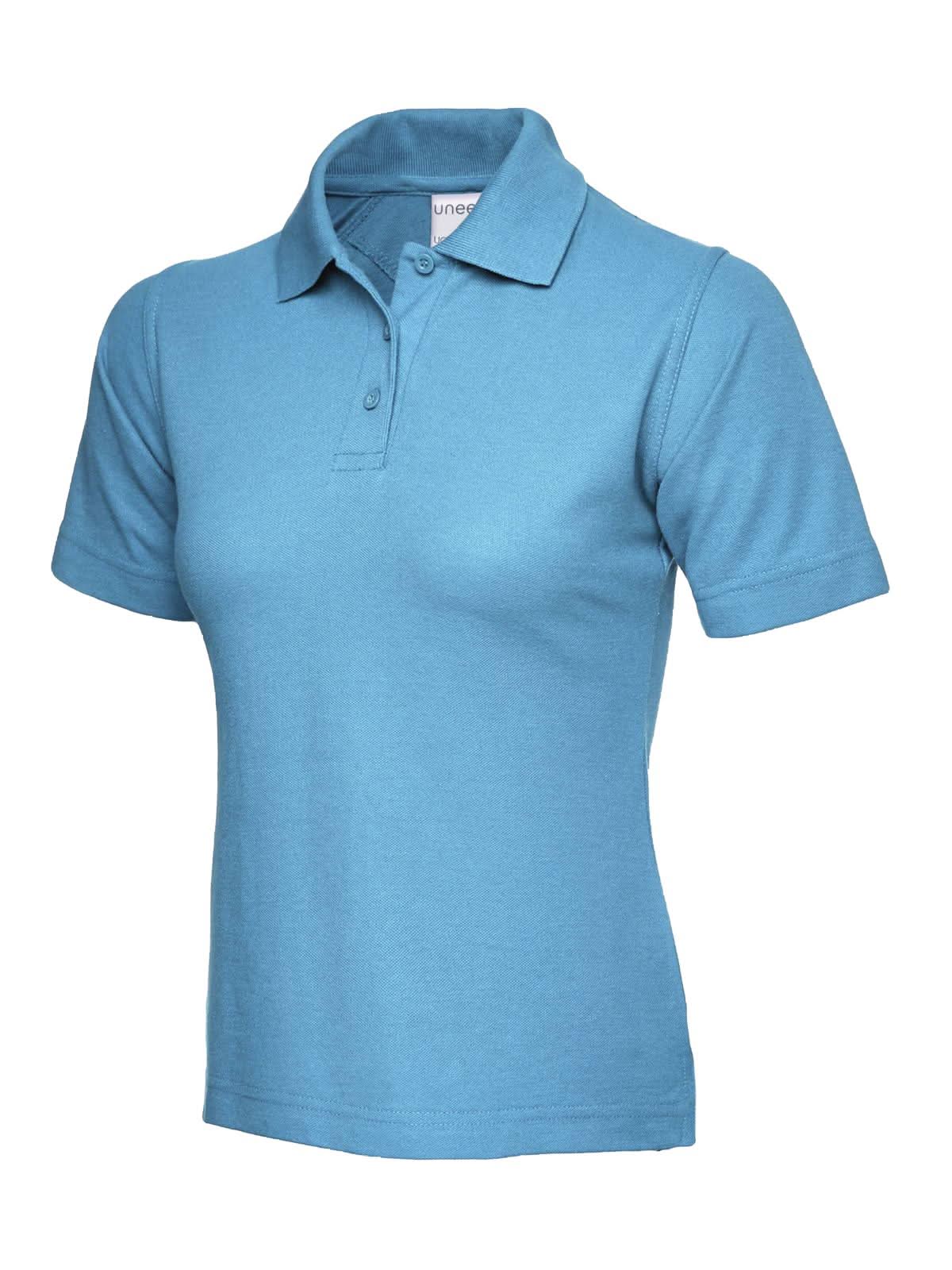 Uneek Ladies Active Cotton Poloshirt UC115 - Sky - Customisable Polos