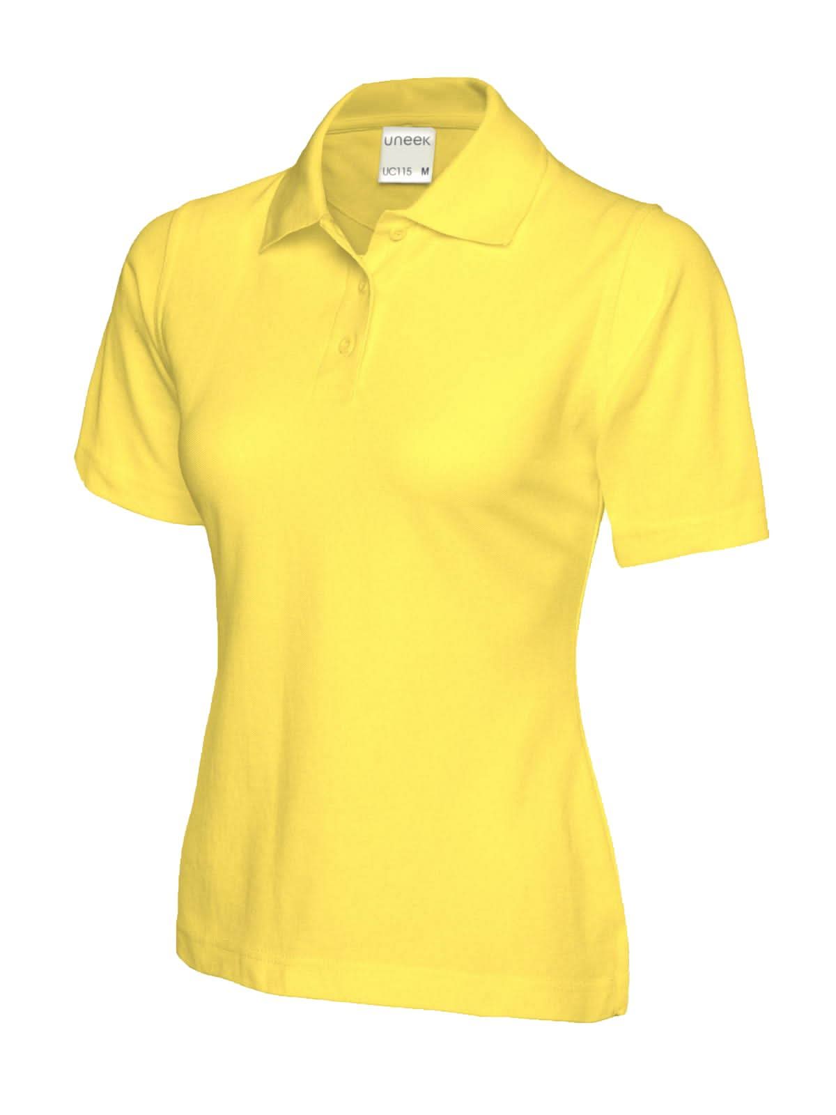 Uneek Ladies Active Cotton Poloshirt UC115 - Yellow - Customisable Polos