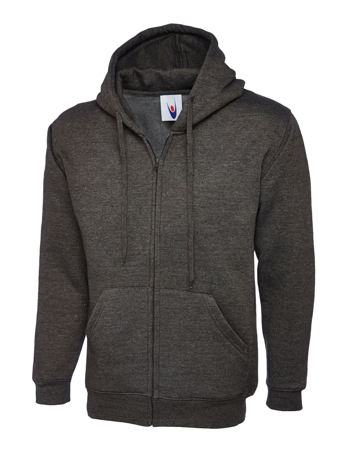 Uneek Adults Classic Full Zip Hooded Sweatshirt UC504 - Charcoal - Customisable Sweatshirts