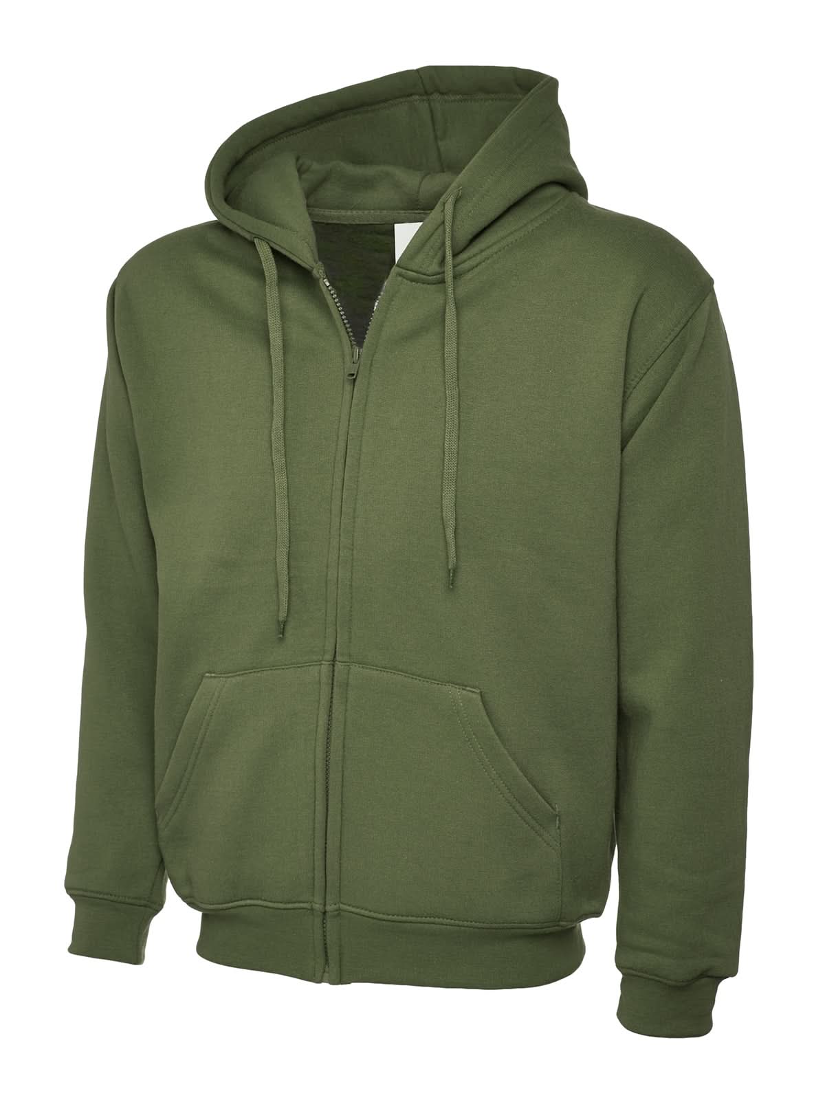 Uneek Adults Classic Full Zip Hooded Sweatshirt UC504 - Olive - Customisable Sweatshirts