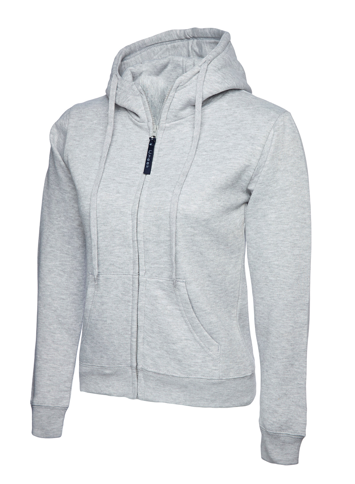 Ladies Classic Full Zip Hooded Sweatshirt - UC505 - Heather Grey - Customisable Sweatshirts