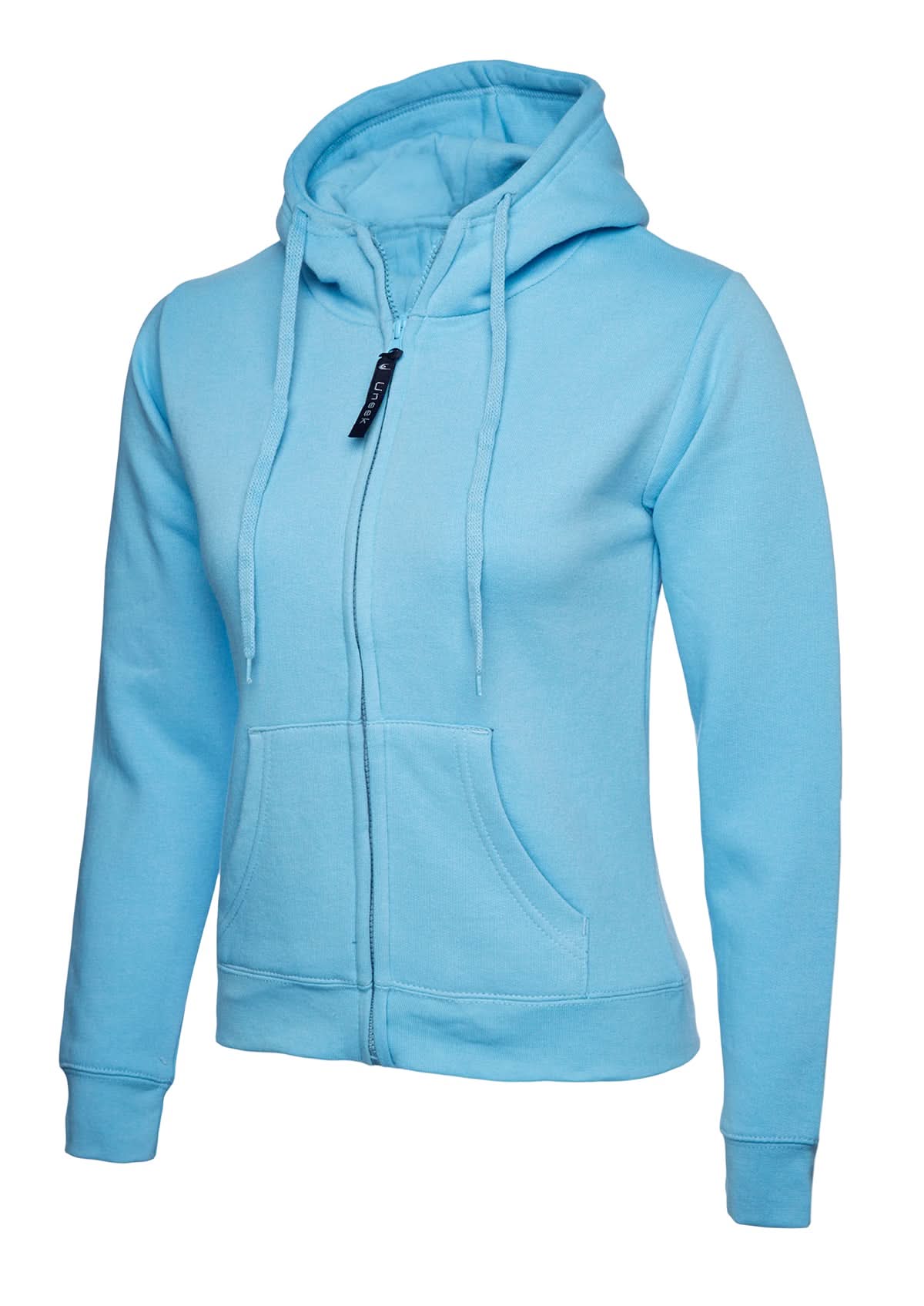 Uneek Ladies Classic Full Zip Hooded Sweatshirt UC505 - Sky - Customisable Sweatshirts