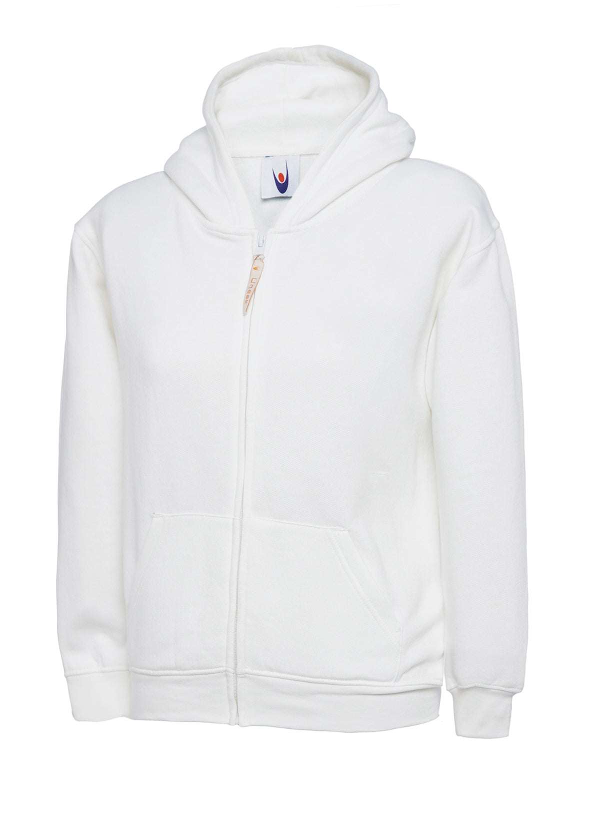 Childrens Classic Full Zip Hooded Sweatshirt - UC506 - White - Customisable Sweatshirts