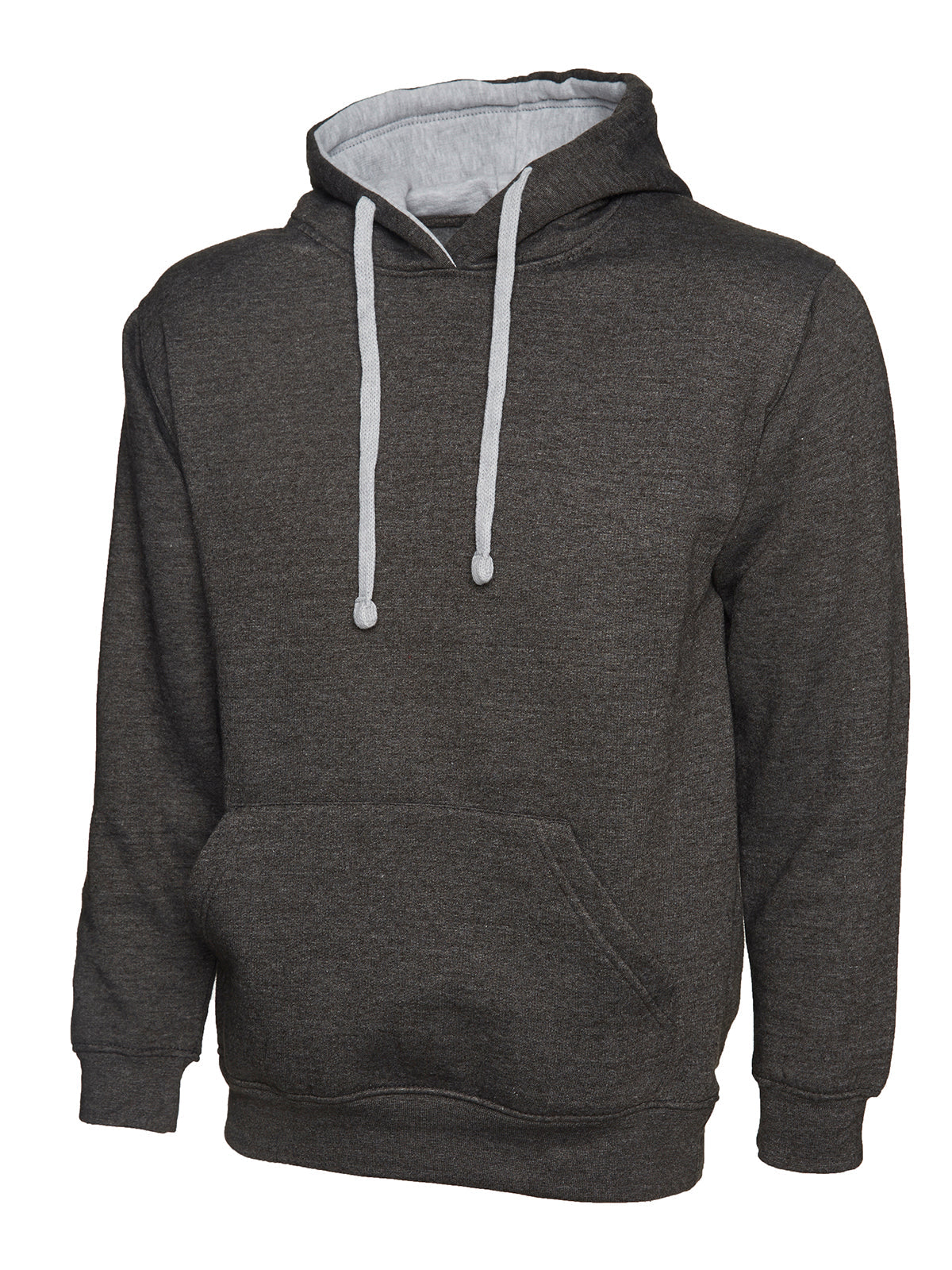 Contrast Hooded Sweatshirt - UC507 - Charcoal Heather Grey - Customisable Sweatshirts