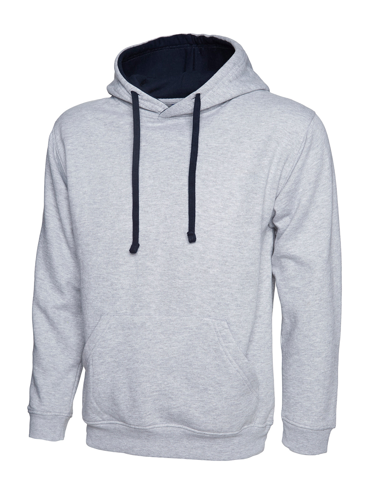 Contrast Hooded Sweatshirt - UC507 - Heather Grey Navy - Customisable Sweatshirts