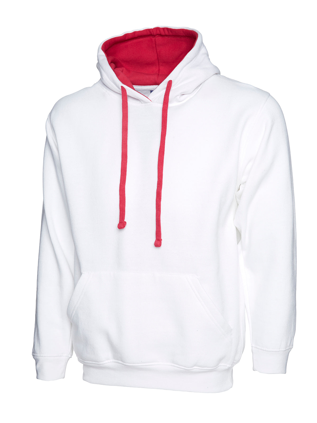 Contrast Hooded Sweatshirt - UC507 - White Fuchsia - Customisable Sweatshirts