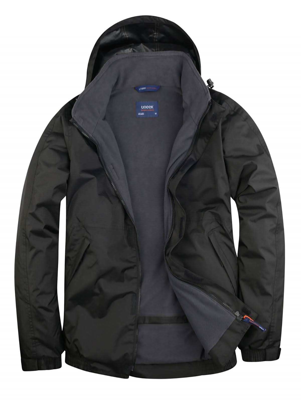 Uneek Premium Outdoor Jacket UC620 - Black Grey - Customisable Jackets