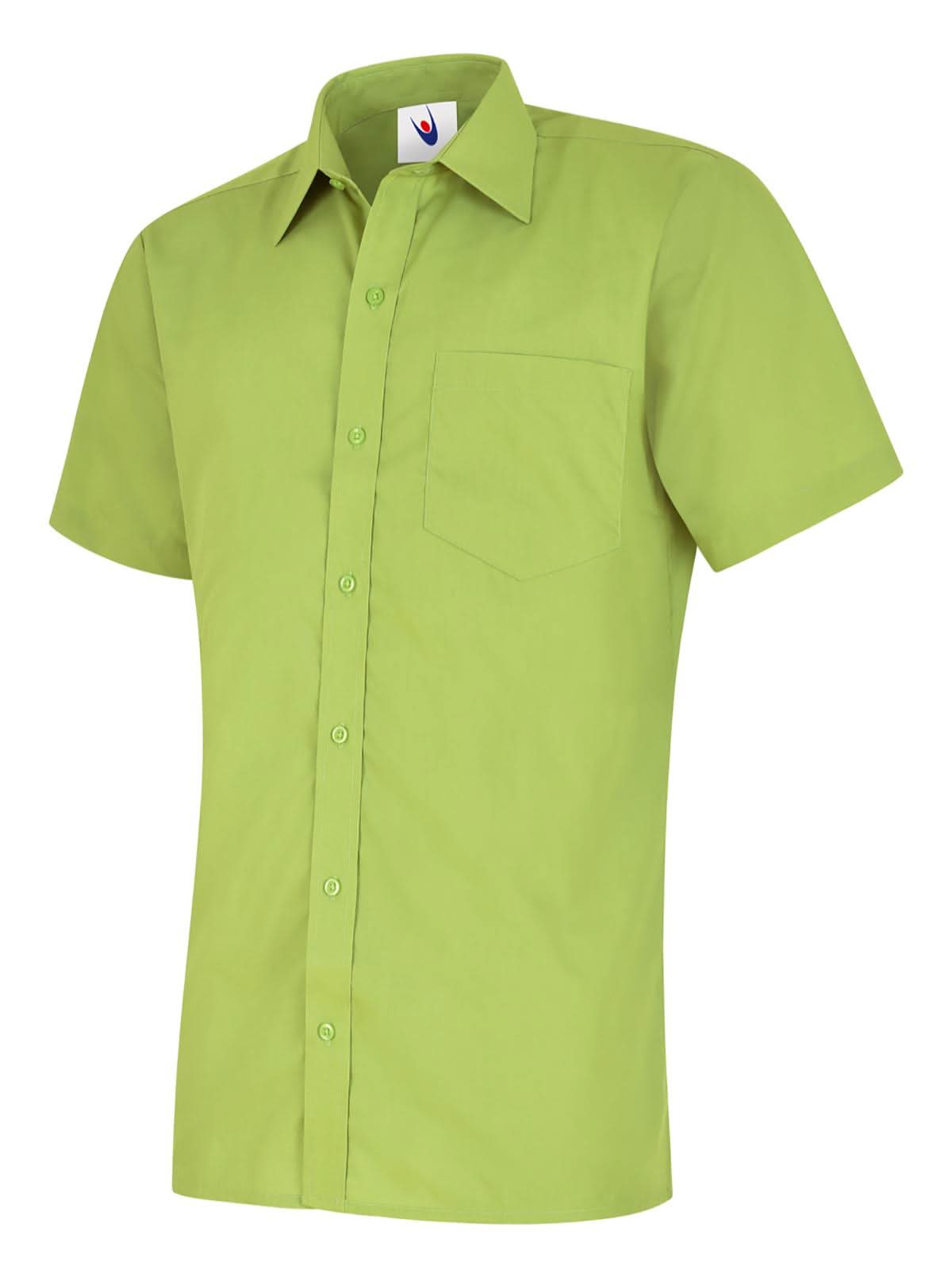 Uneek Mens Poplin Half Sleeve Shirt Lime UC710 - Lime - Customisable Shirts