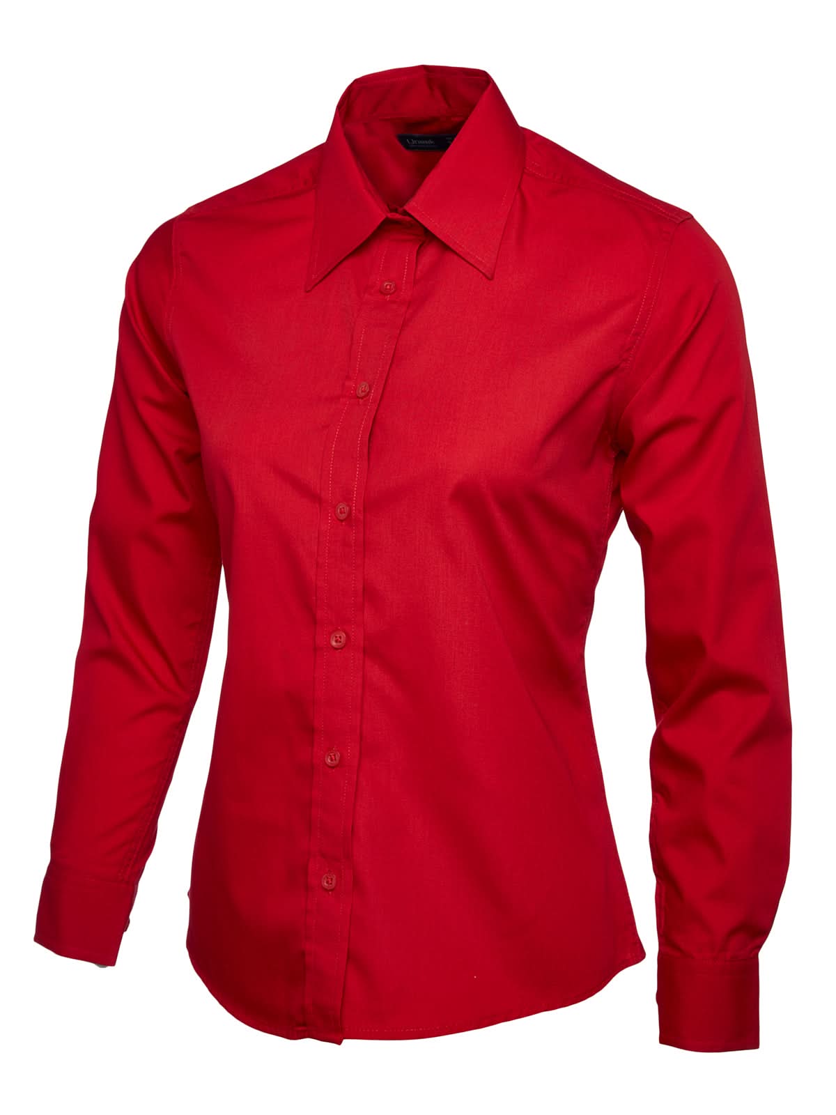 Uneek Ladies Poplin Full Sleeve Shirt UC711 - Red - Customisable Shirts