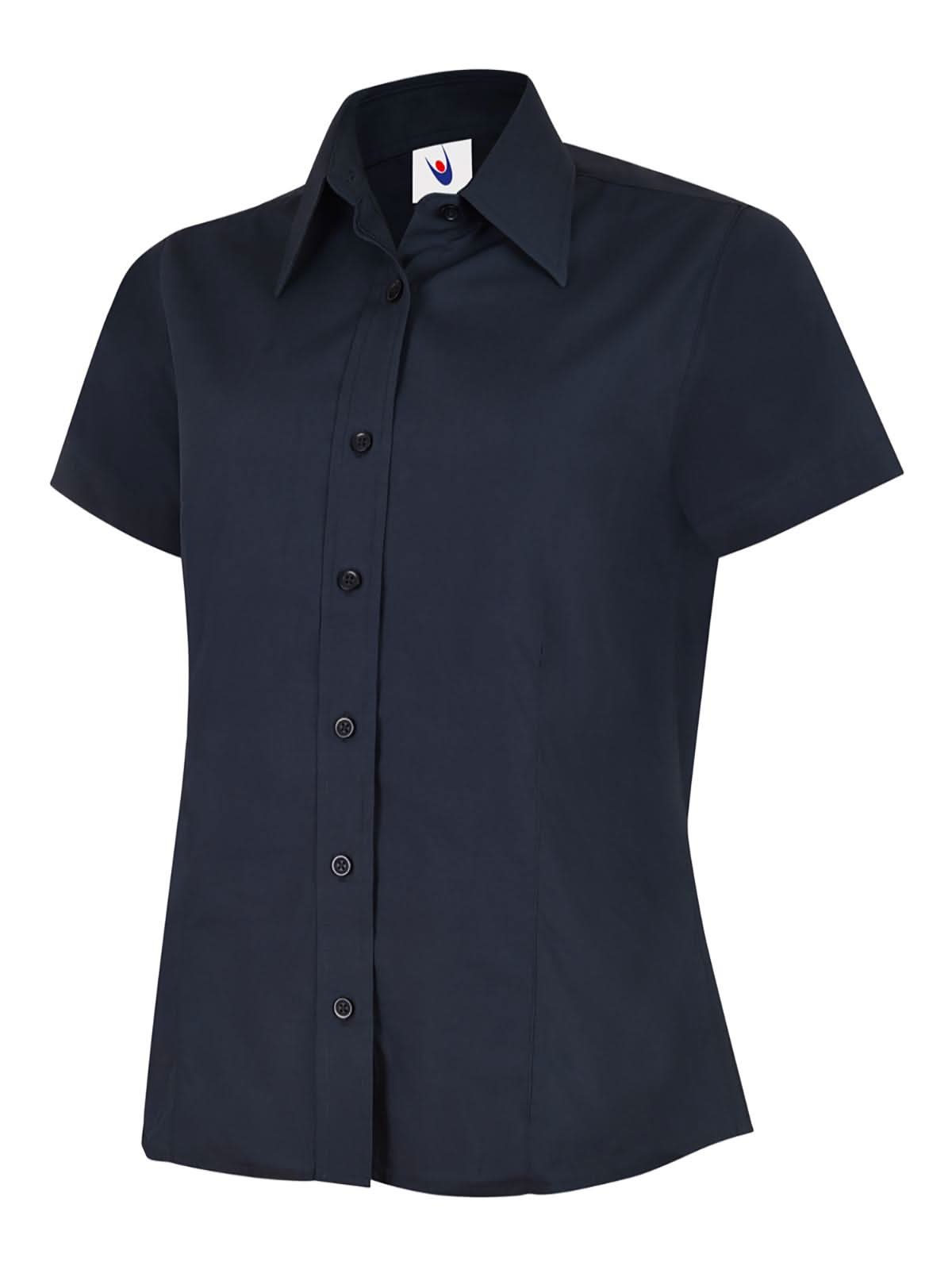 Uneek Ladies Poplin Half Sleeve Shirt UC712 - Navy - Customisable Shirts