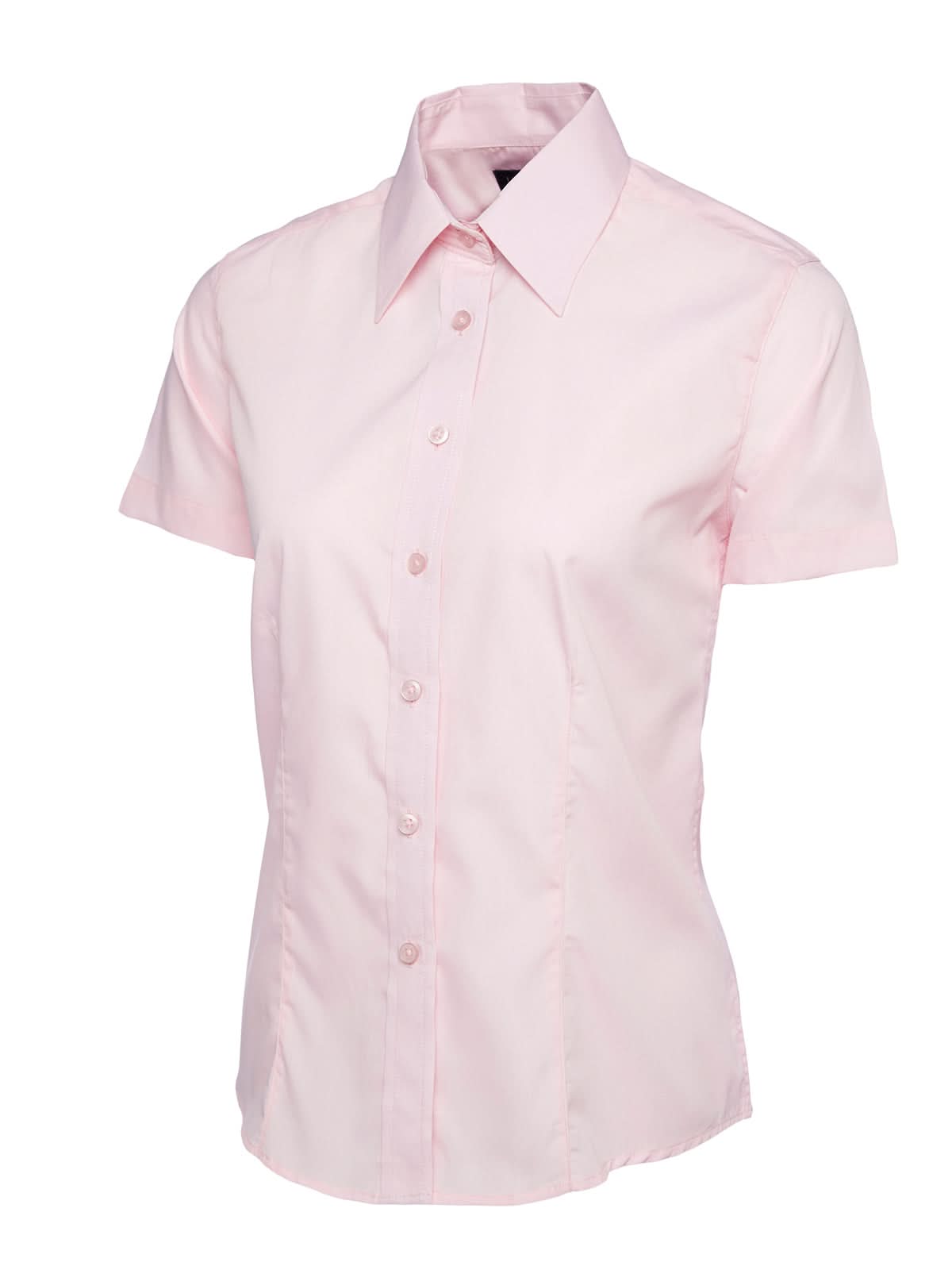 Uneek Ladies Poplin Half Sleeve Shirt UC712 - Pink - Customisable Shirts